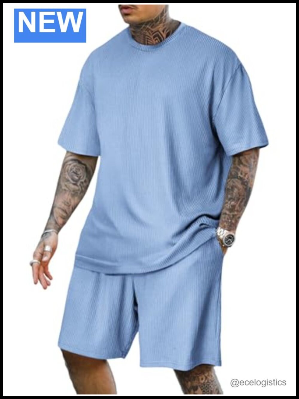 Men's 2 Piece Short Sleeve Athletic Set Oversize T-Shirts Drawstring Tracksuit